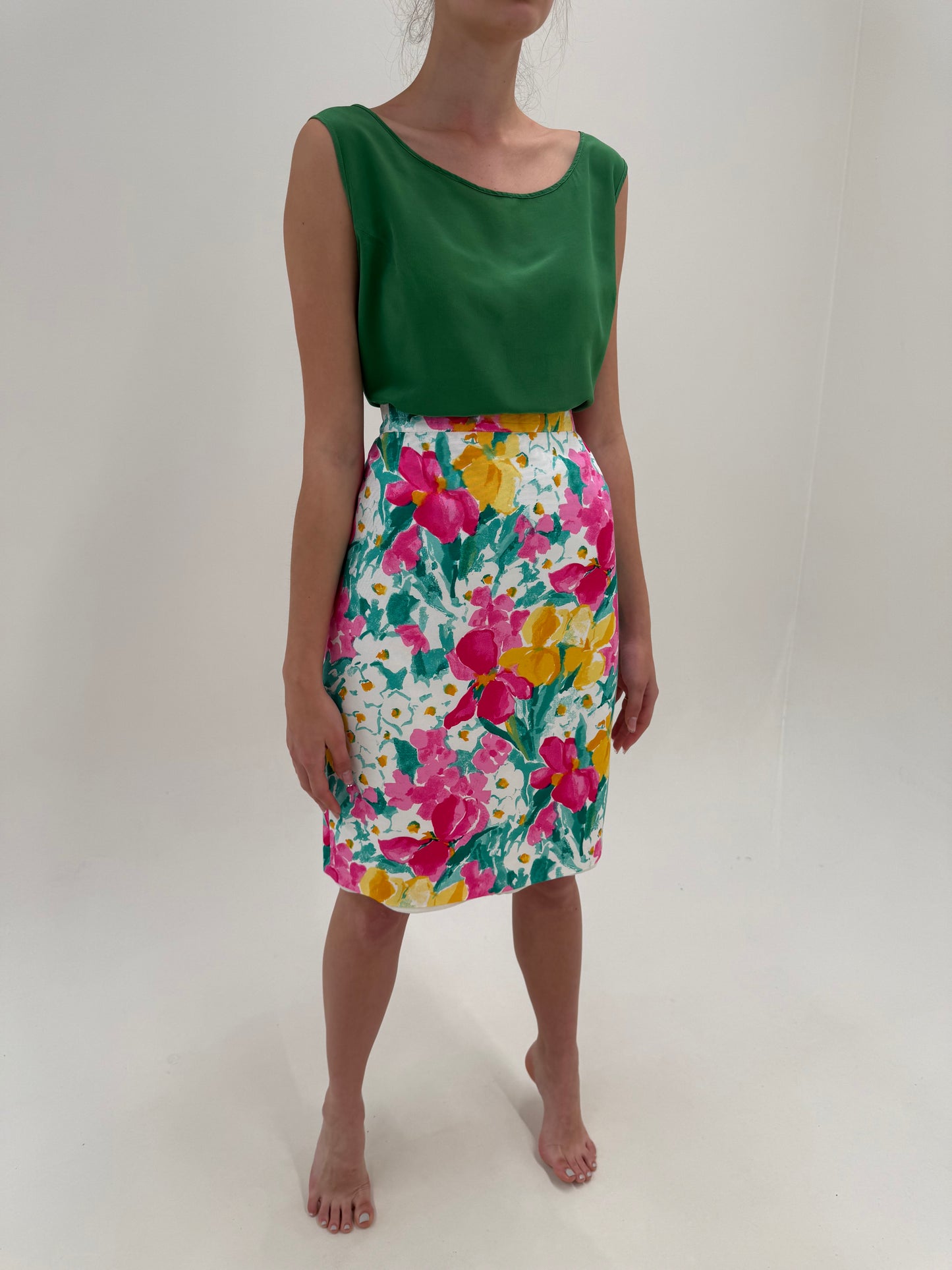 Set vinatge excepțional cu print floral în culori superbe și sacou cambrat din faille