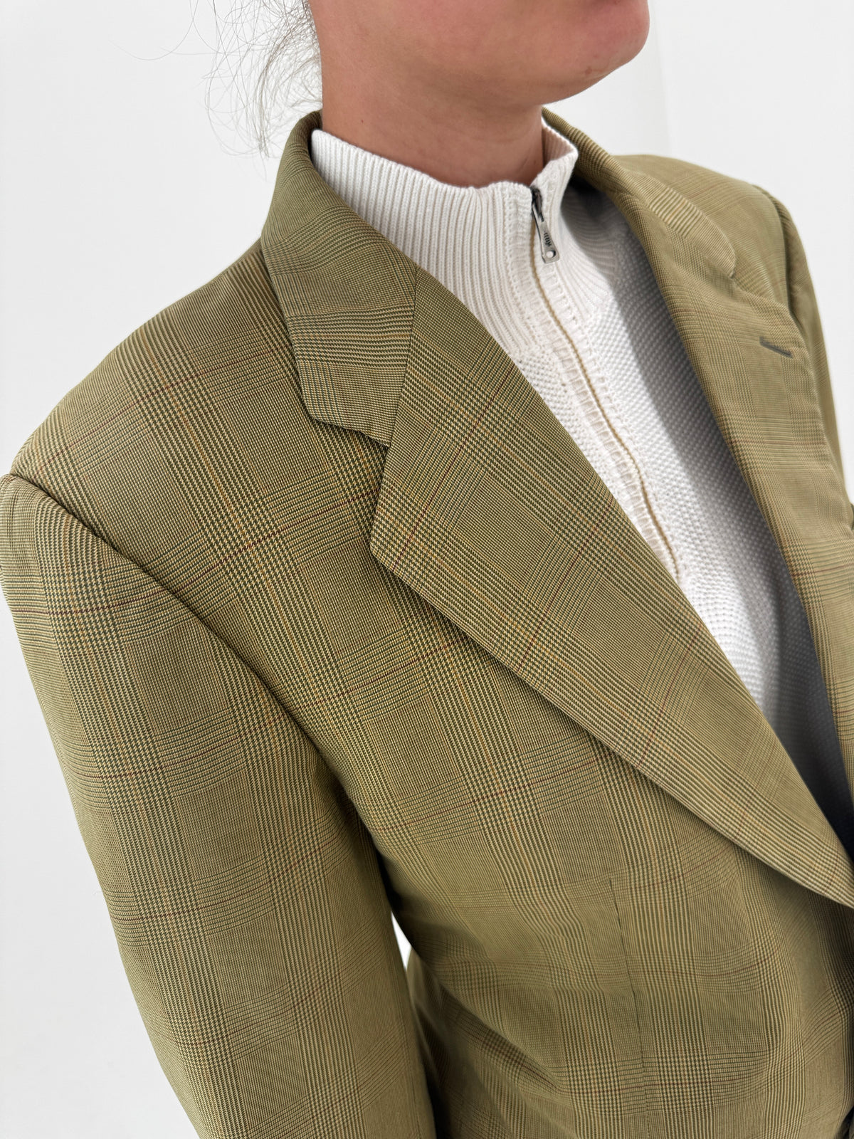 Sacou Burberry vintage în carouri fine din stofă de bumbac