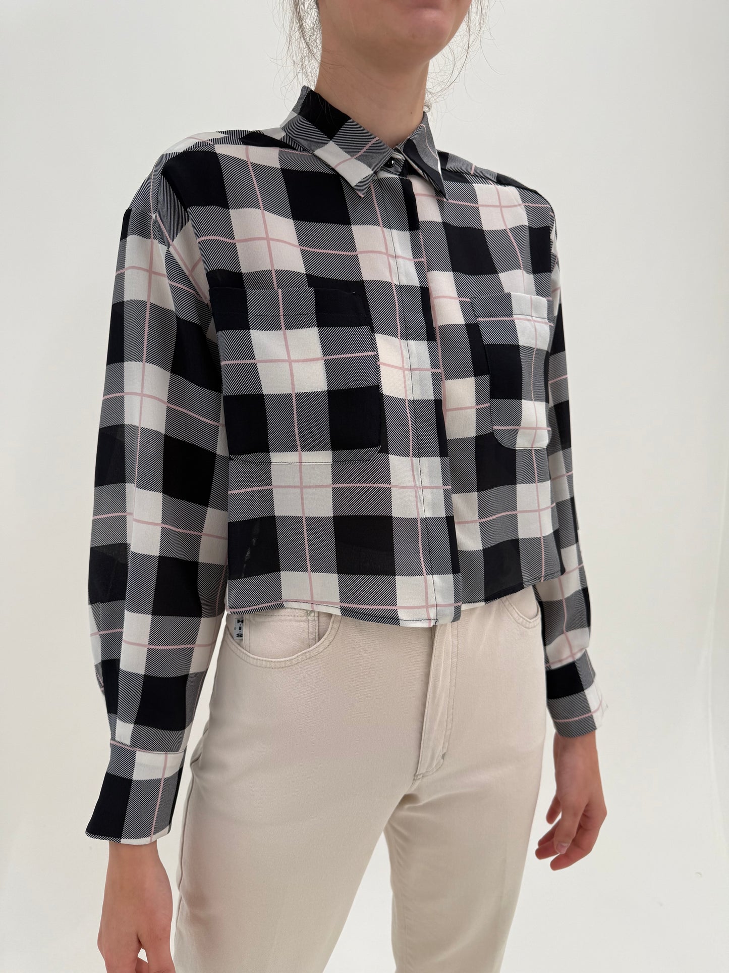 Cămașa nouă Marella by Max Mara din mătase naturală în carouri
