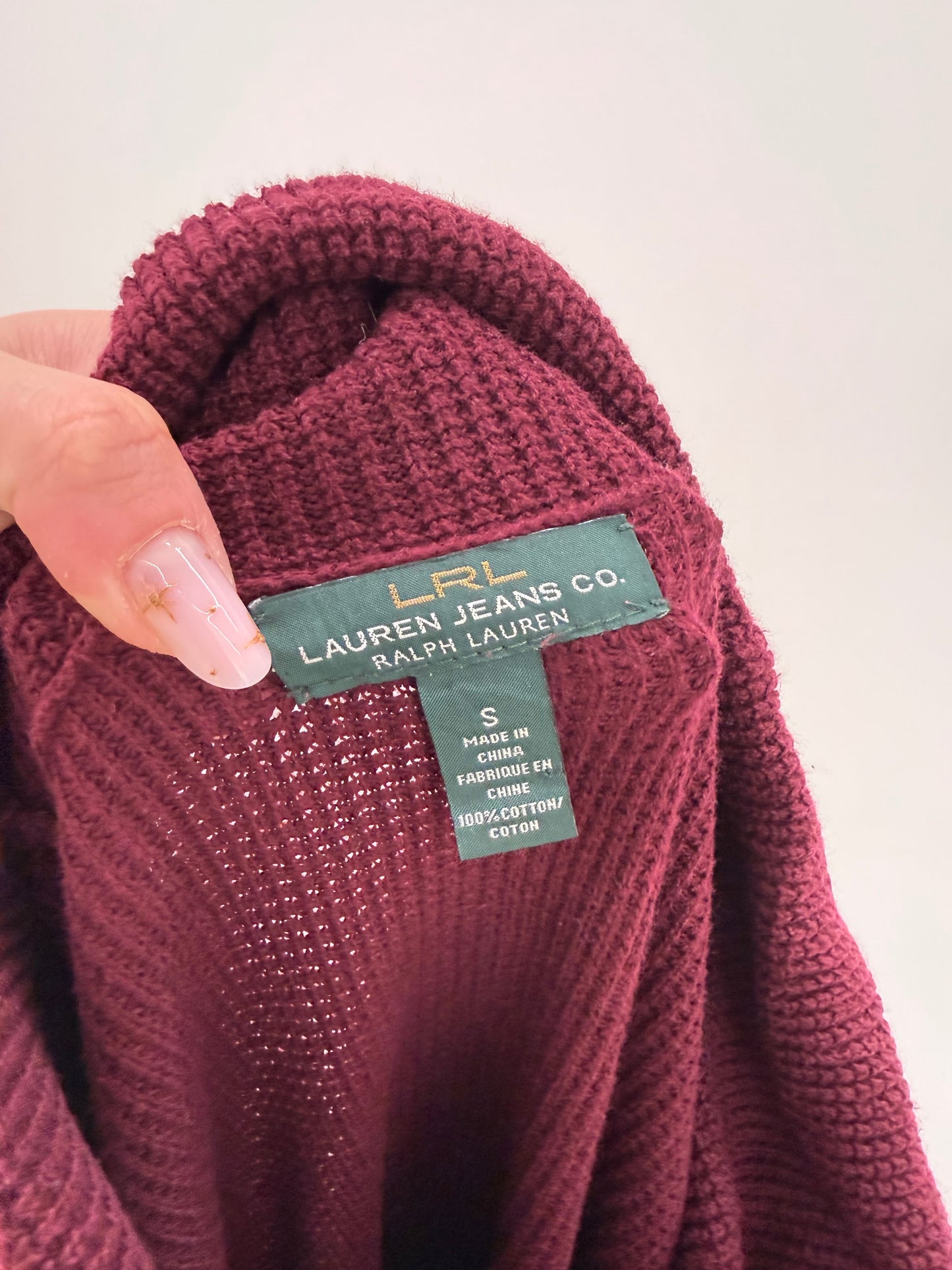 Soft cotton knit burgundy Ralph Lauren din bumbac cu influențe sport