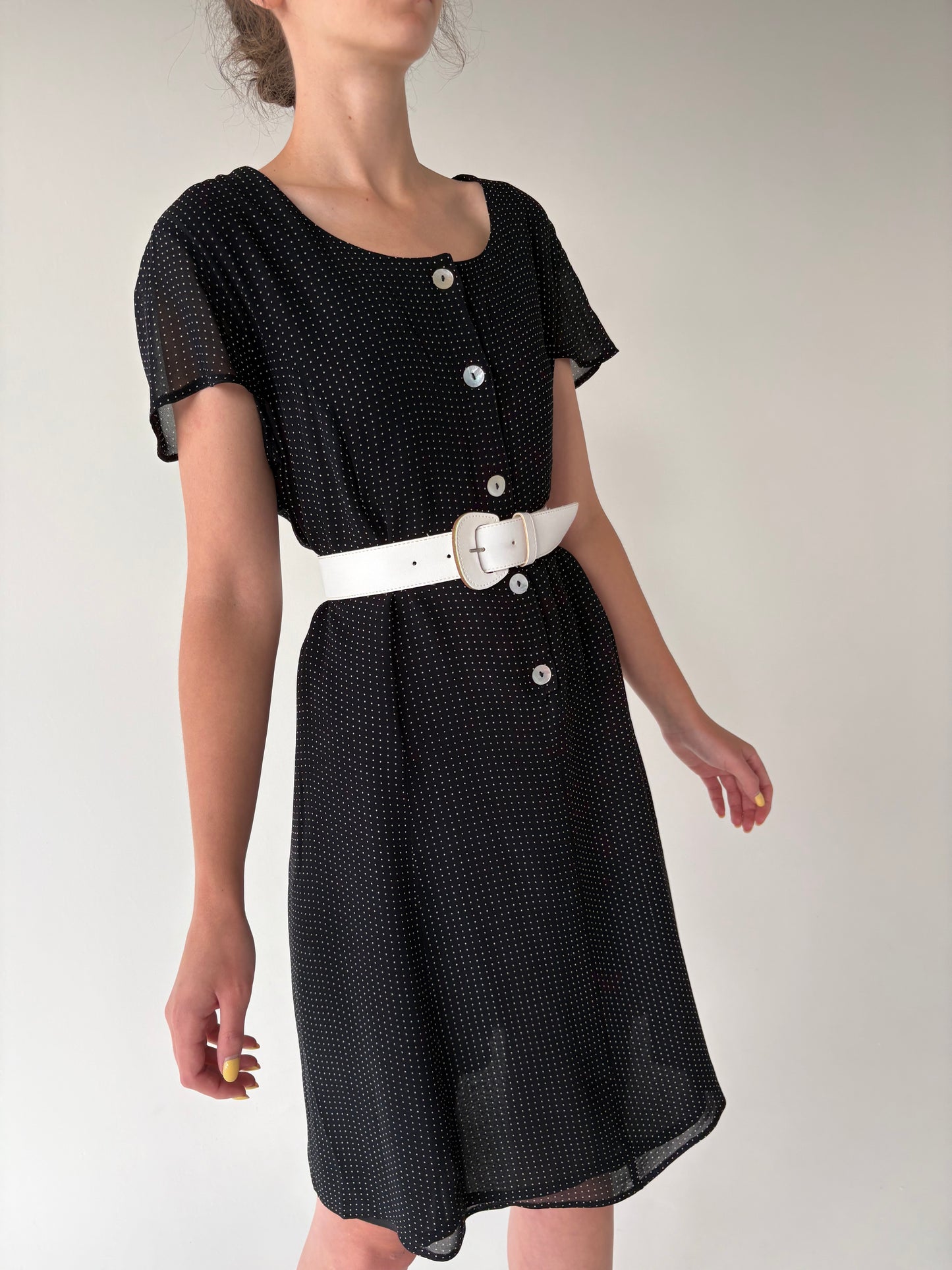 LBD vintage cu bulinuțe ivoire