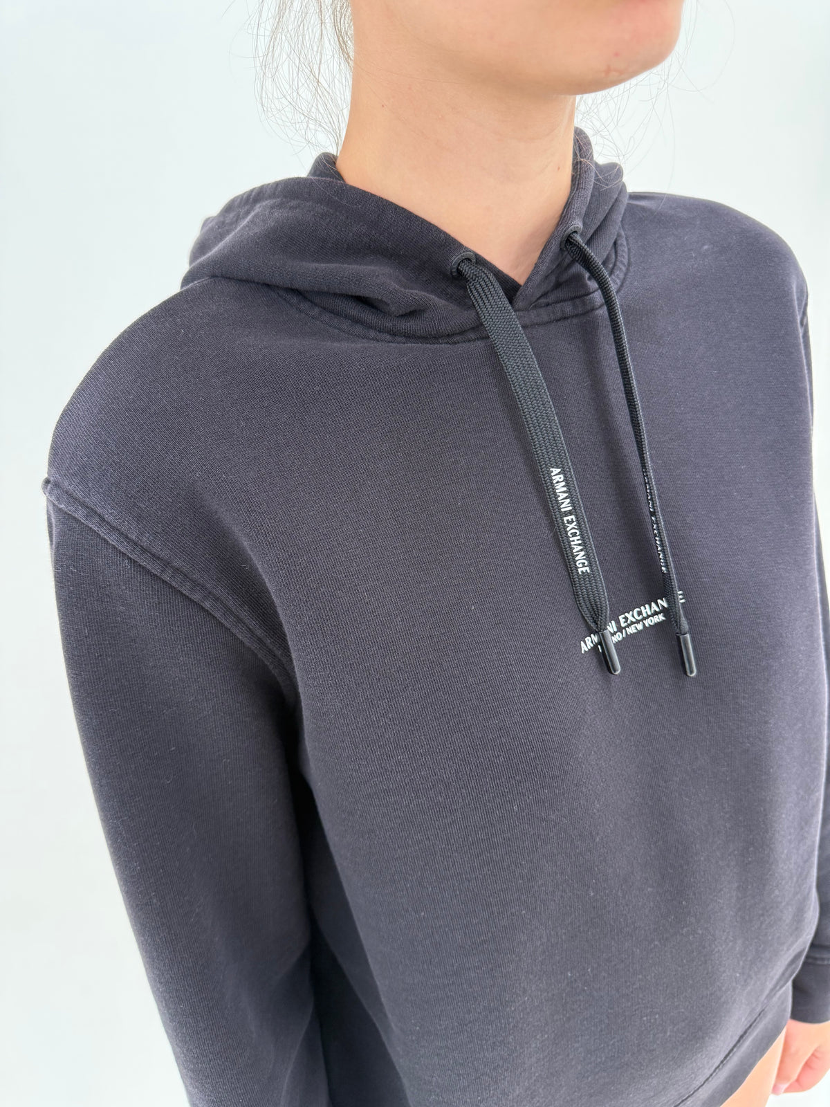Hanorac Armani negru din bumbac gros