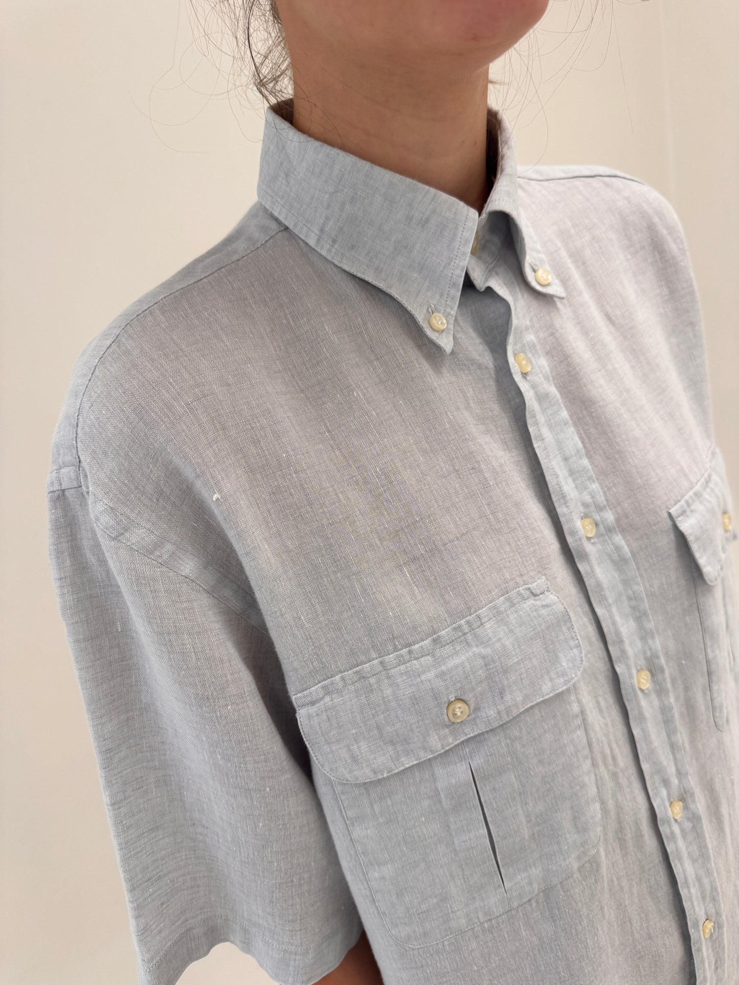 Cămașa luxury Les Copains dusty baby blue din in excepțional