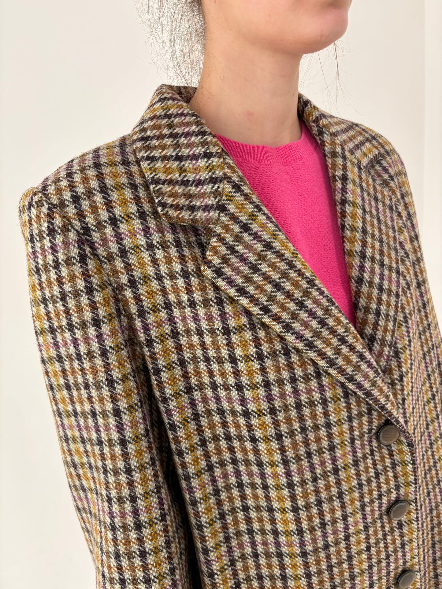 Sacou în carouri din lan extrafina și culori superbe pe warm gray