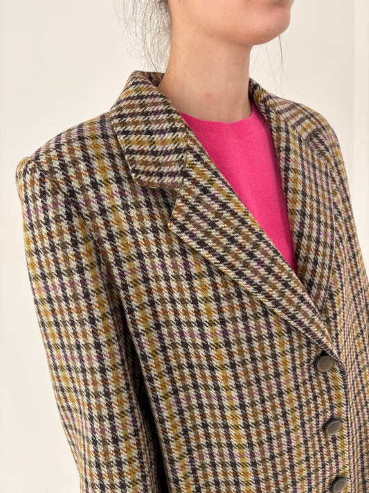 Sacou în carouri din lan extrafina și culori superbe pe warm gray