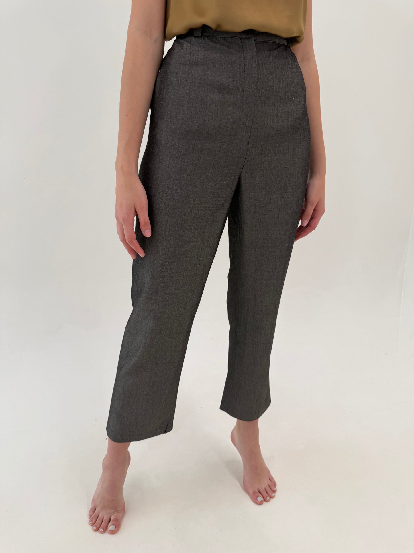 Pantaloni business de vară cu efect foarte ușor perlat taupe