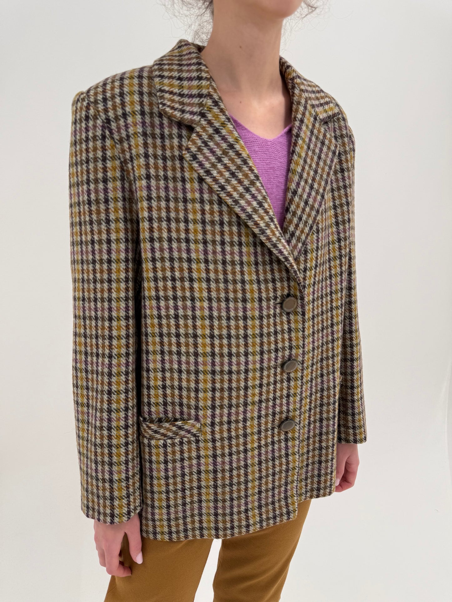 Sacou warm gray în culori superbe din tweed de lana