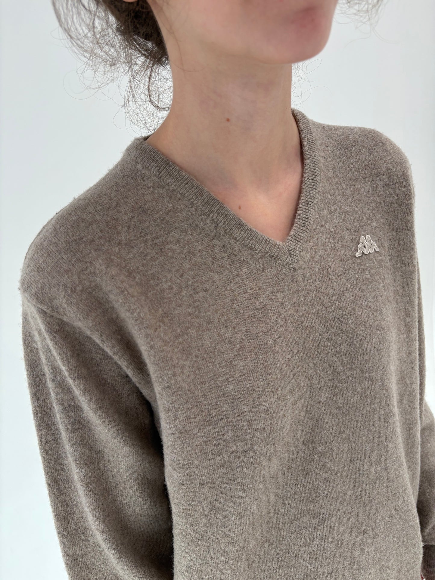 Pulover dark nude 80% lana plină fina de gramaj mare în anchior