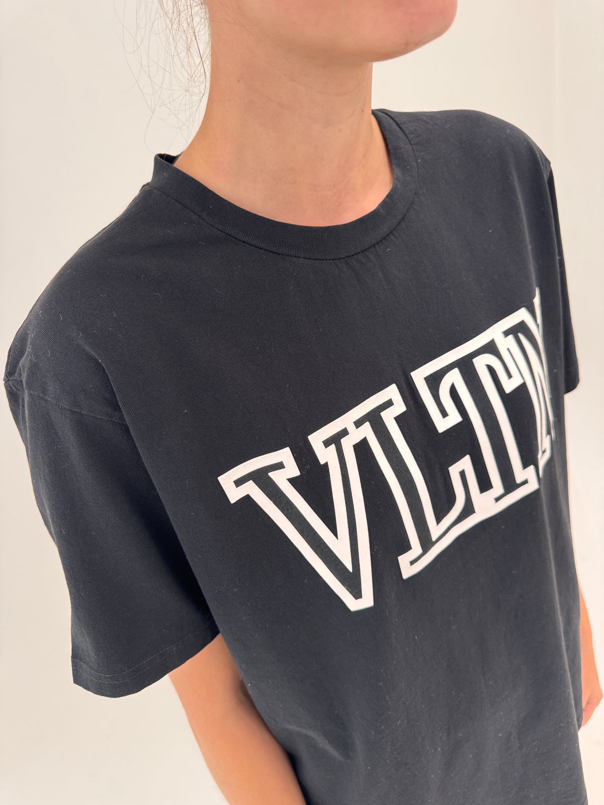 Tricou Valentino negru din bumbac excepțional