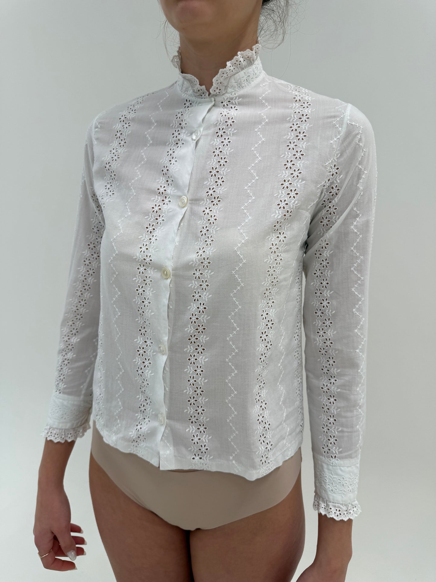 Cămașa vintage petite integral broderie anglaise
