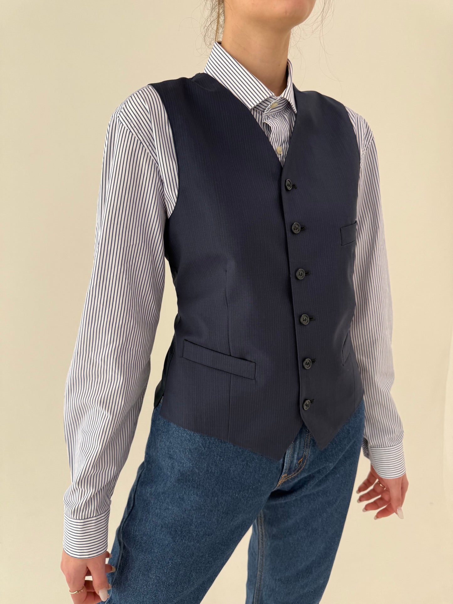 Set sacou + vestă italian din lanita extrafina în croi actual