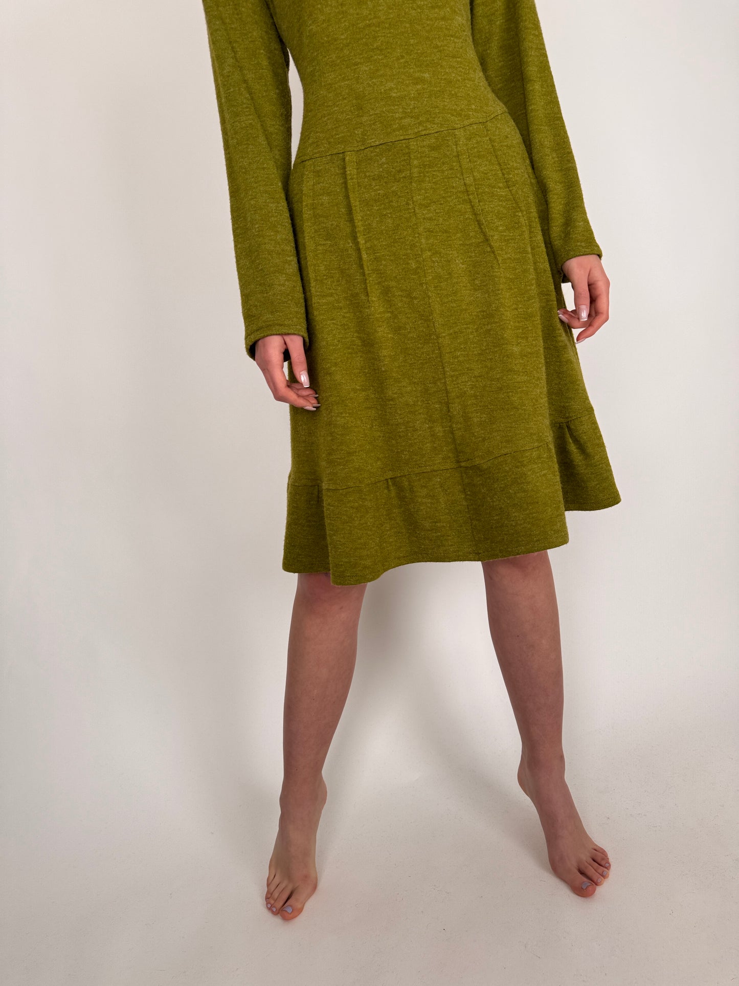 Rochie Olive green din lana extrafina