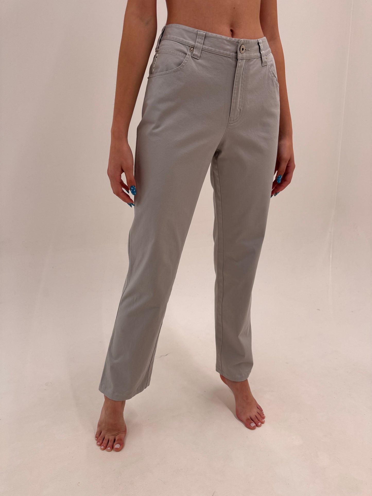 Pantaloni Armani tall ultra confort warm gray din bumbac premium modelator