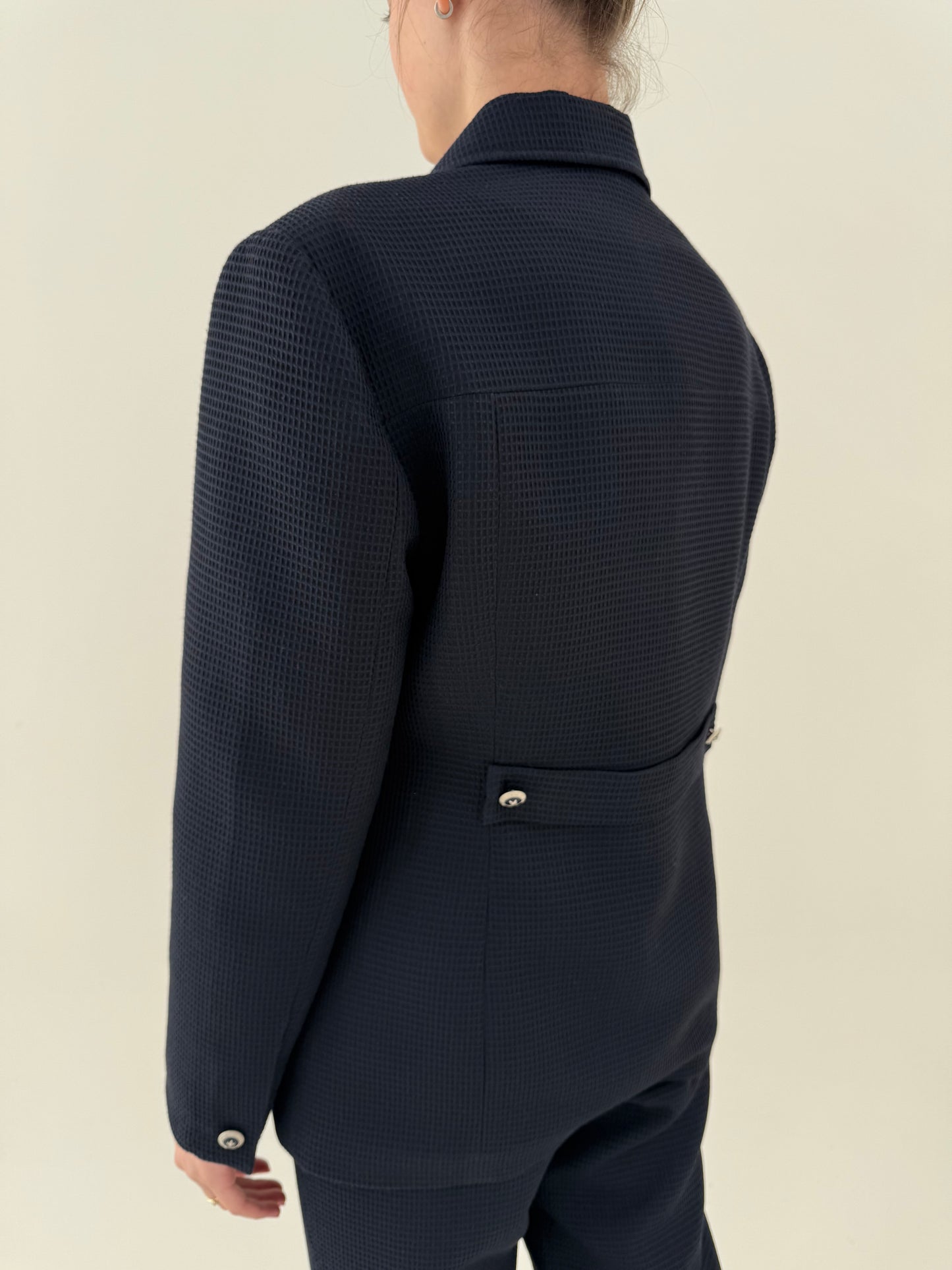 Costum italian high end din seersucker de bumbac plin texturat