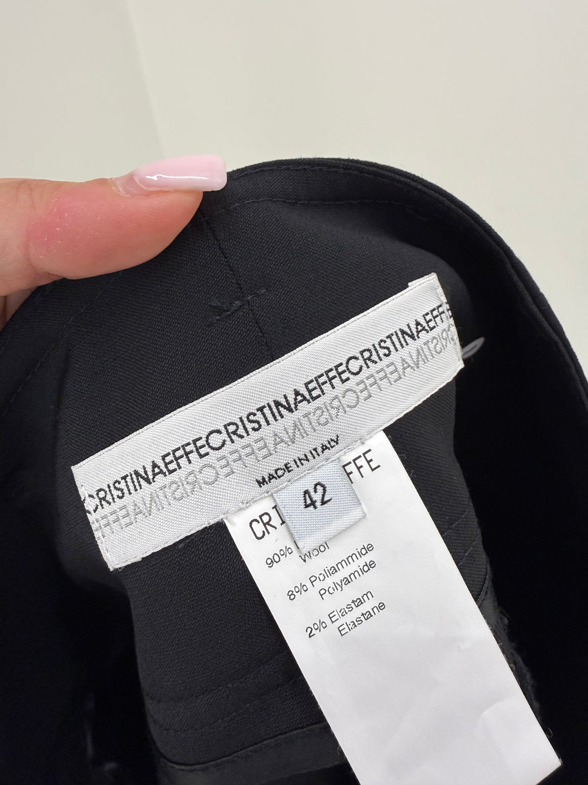 Fustă neagră de brand high end italian CristinaEffe din lanita extrafina confort în croi deosebit