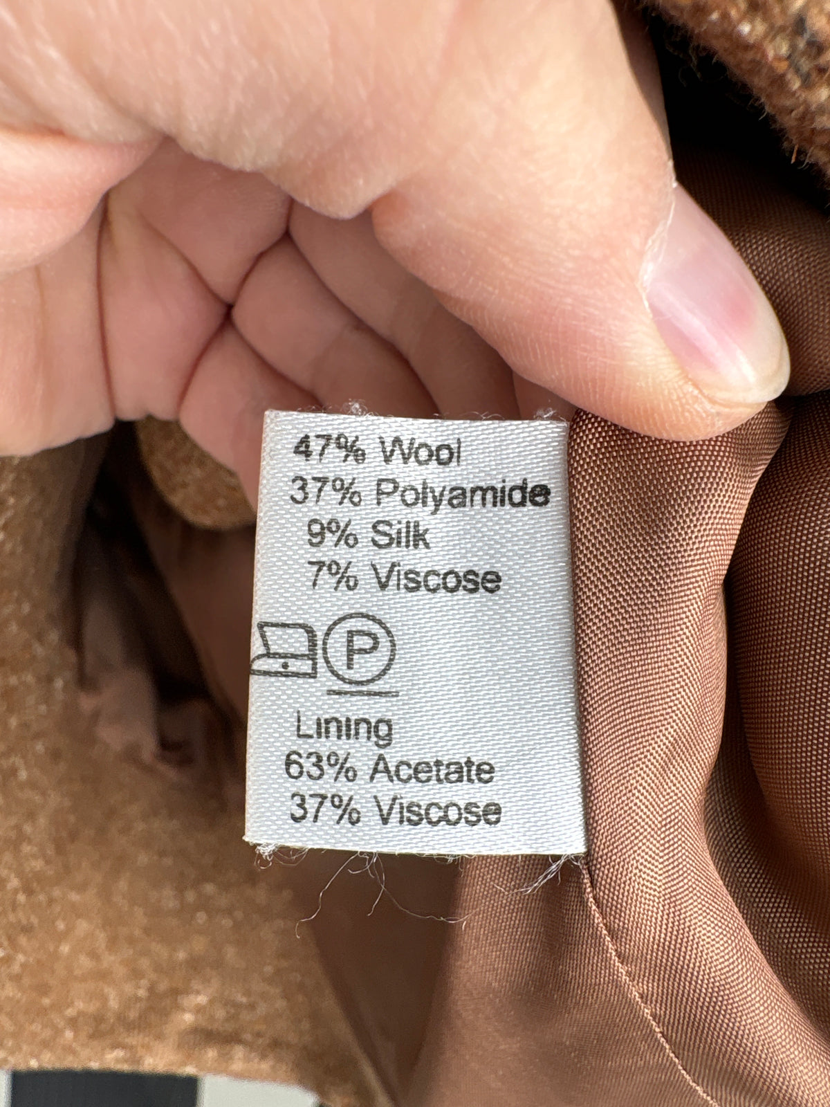 Sacou Luisa Spagnoli din tweed Donegal camel de lana și mătase naturală cambrat