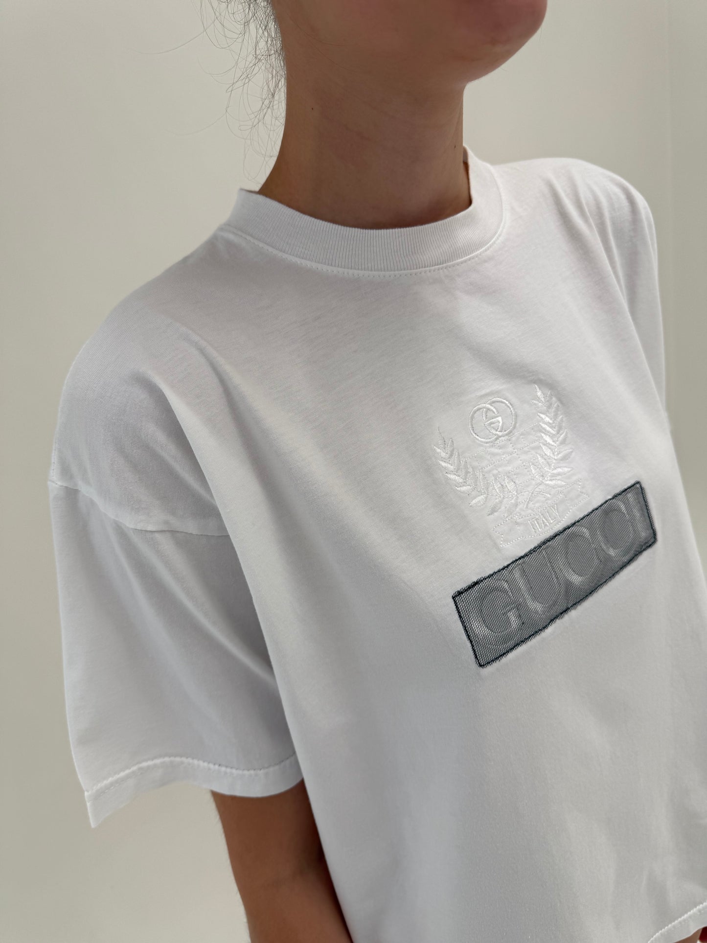 Tricou Gucci vintage de colecție anii 80 cu logoul brodat în croi lejer