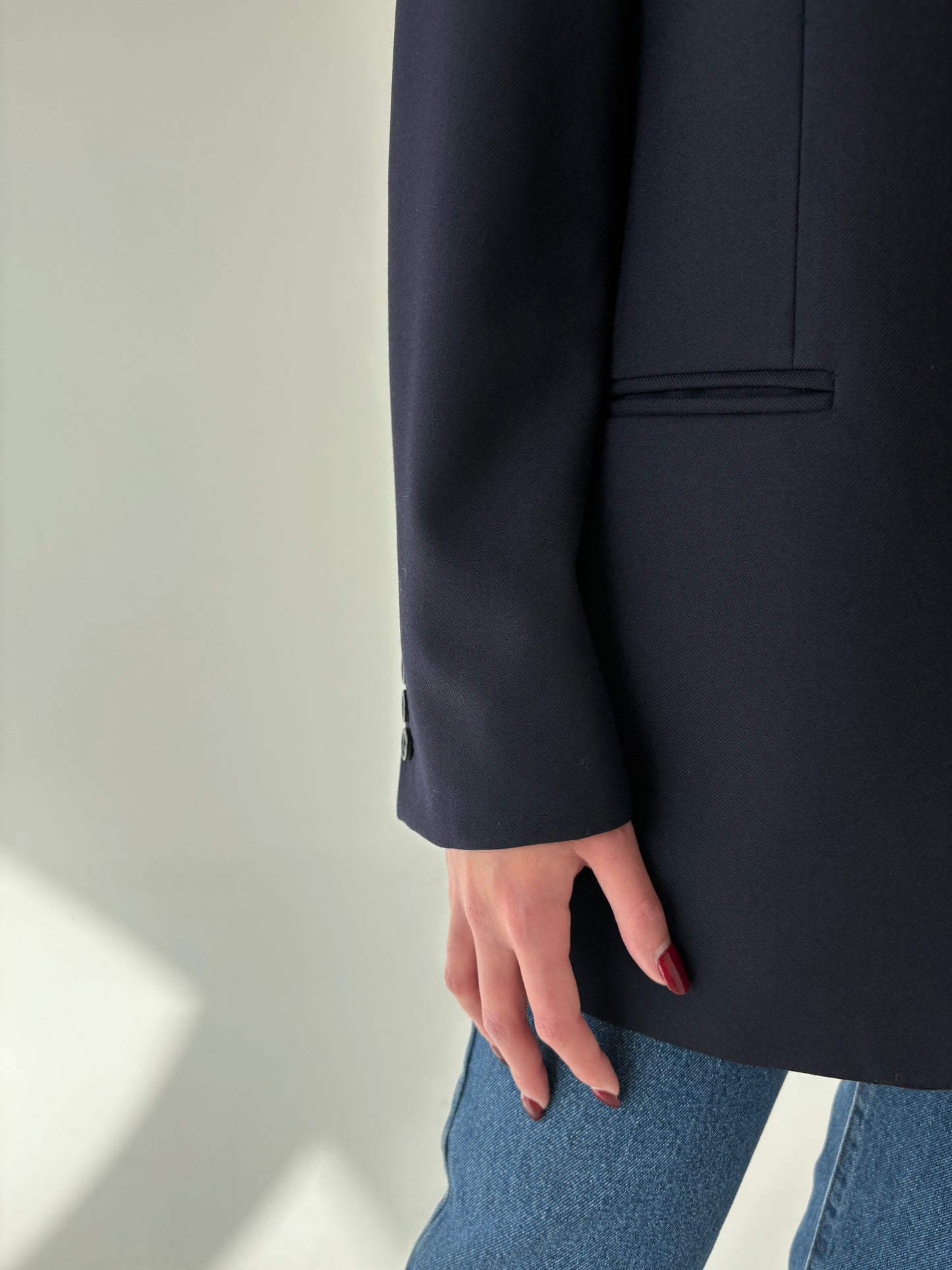 Sacou vintage navy blue italian din lana extrafina în croi actual