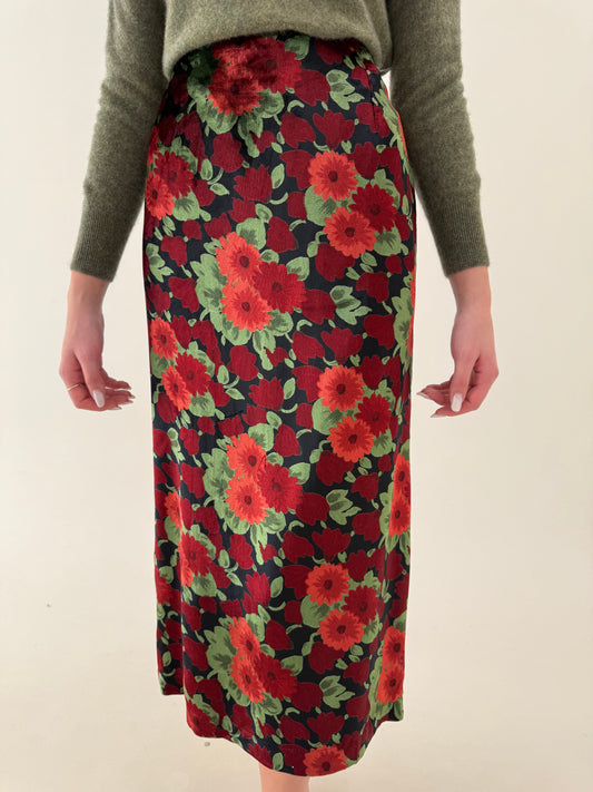 Fustă maxi din catifea excepțională cu mătase naturală și talie ultra înaltă