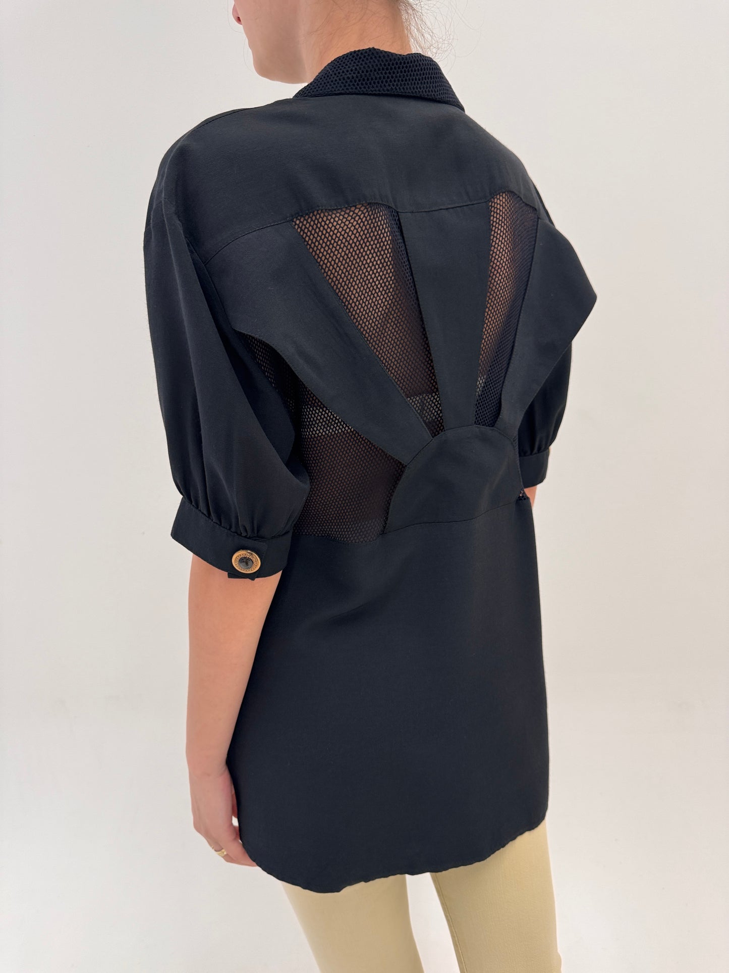 Sacou / top cambrat vintage spectaculos in croi elaborat cu inserții transparente