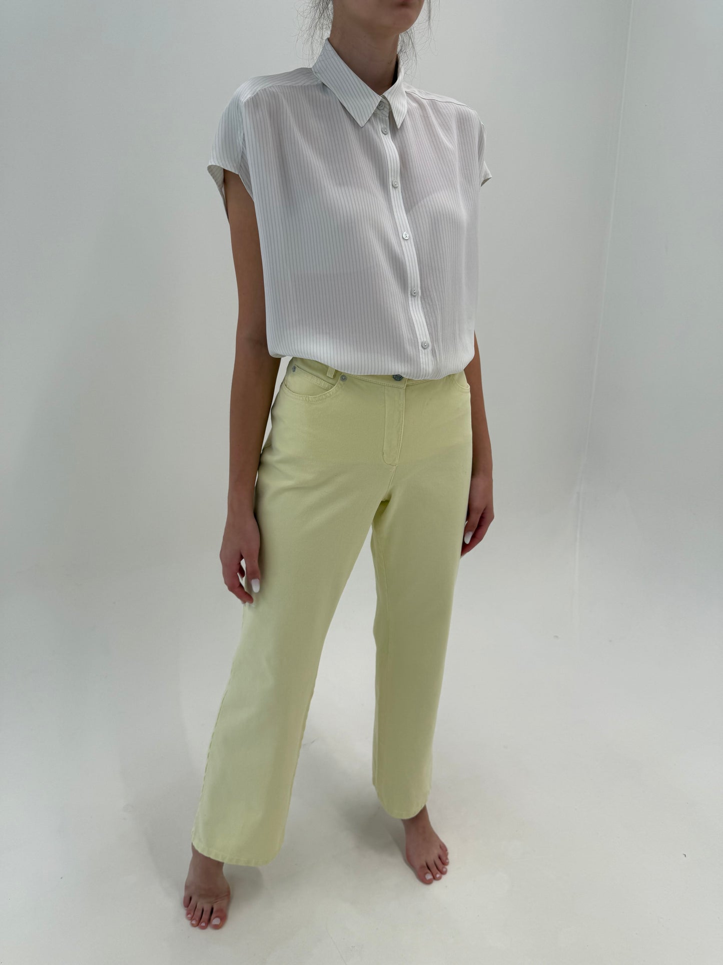 Pantaloni luxury Madeleine vanilla yellow ultra confort tall modeltori