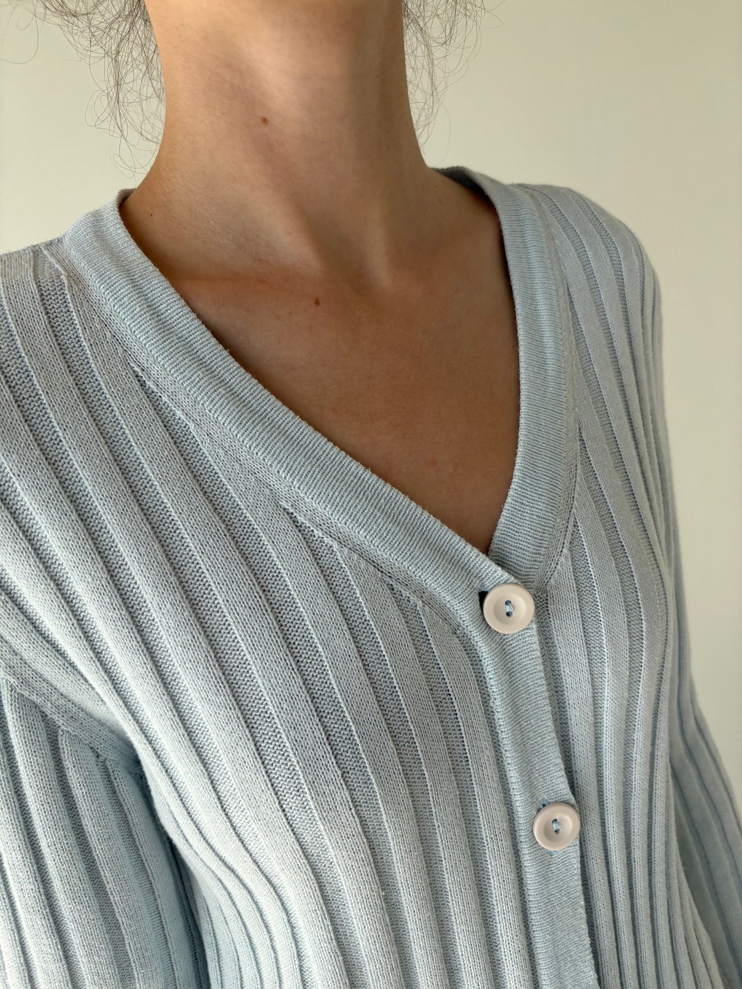 Cardigan ribbed baby blue