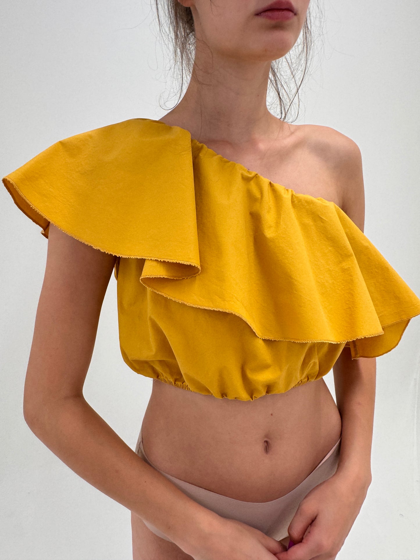 Set saffron yellow din poplin de bumbac in croi ultra chic
