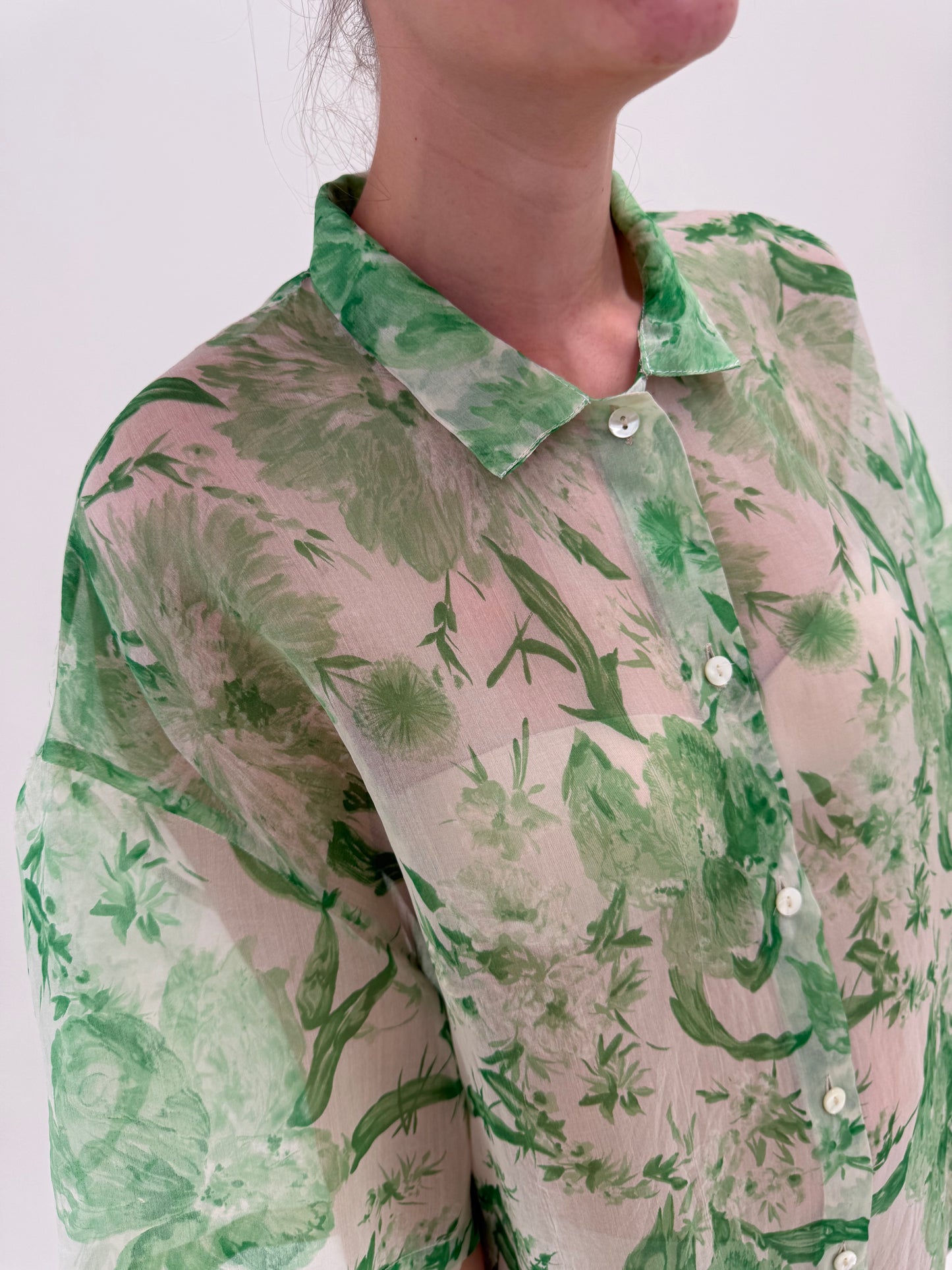 Cămașa italiană din organza de mătase naturală în croi oversized