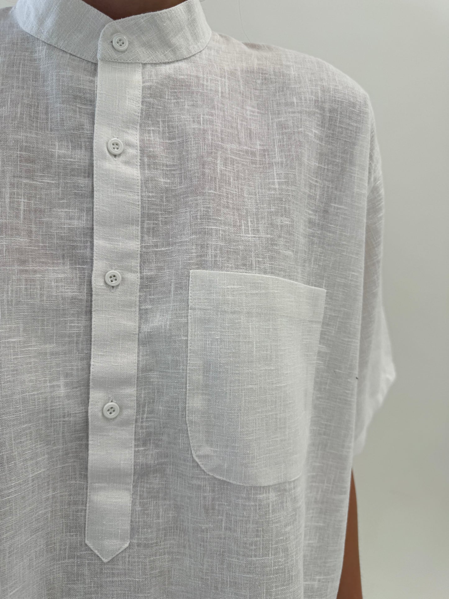 Rochie vintage din pânză moale de bumbac în croi tip tunica cu buzunare