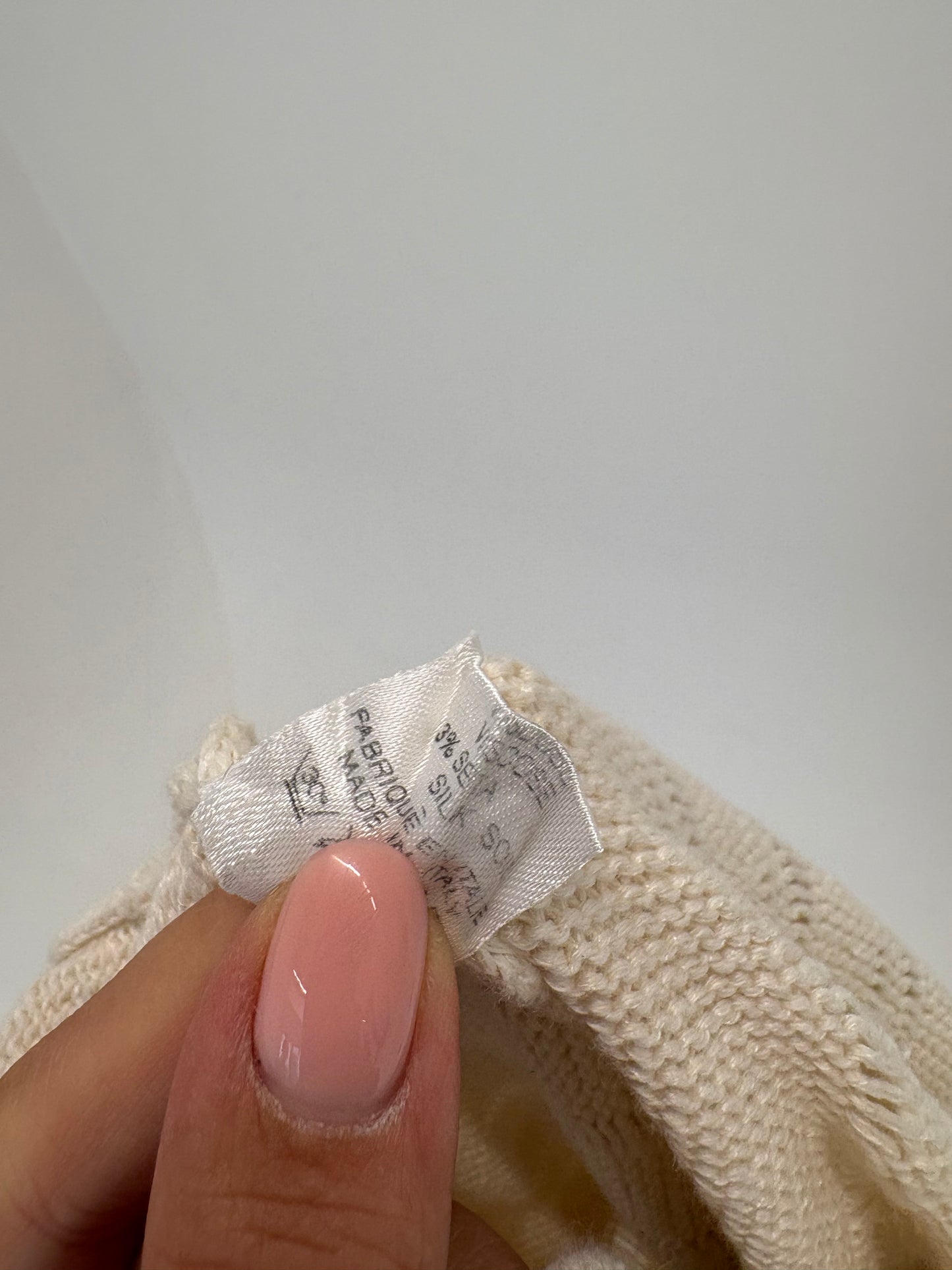 Cardigan butter white din in, mătase naturală și bumbac dantelat