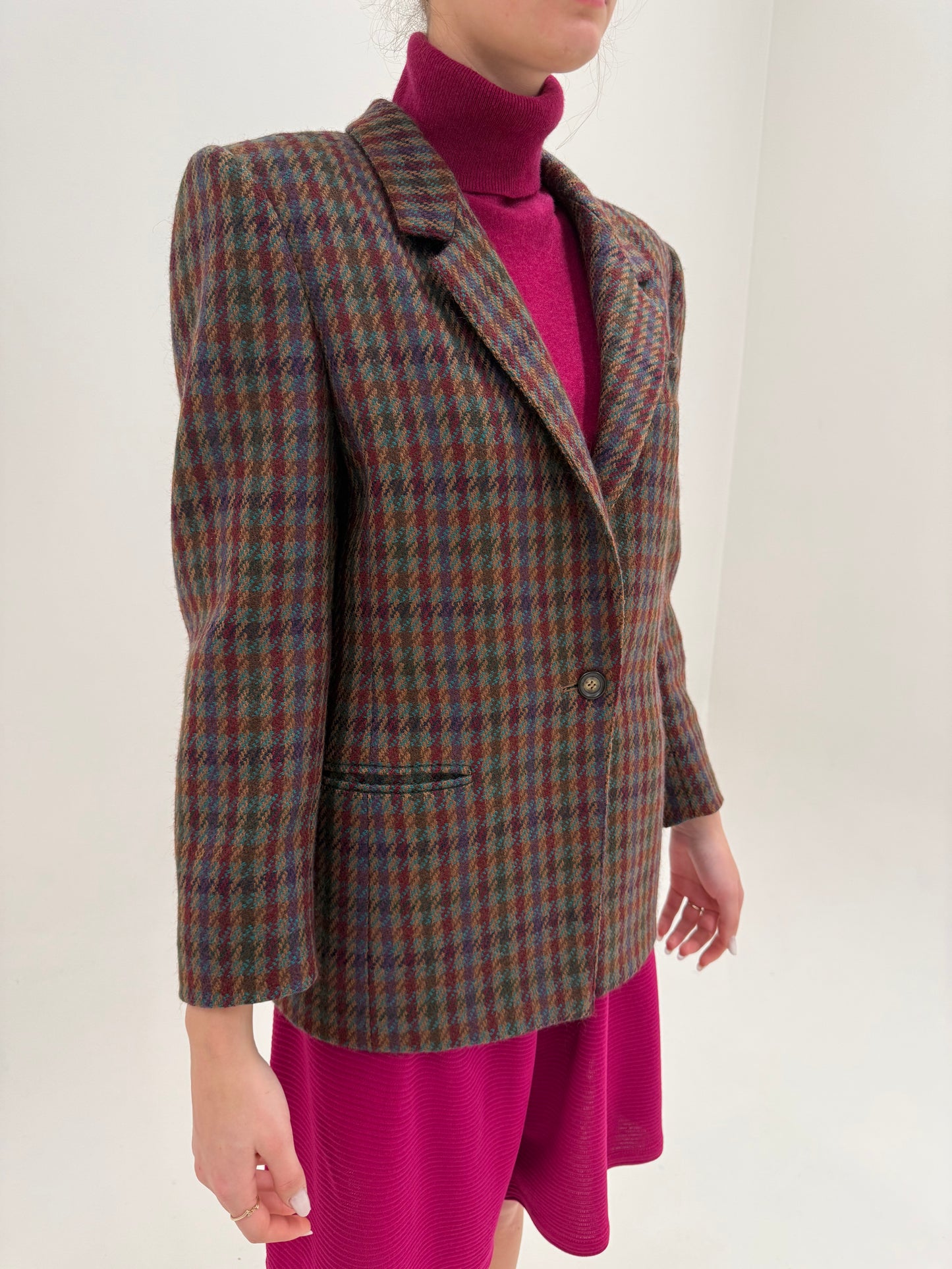 Sacou Max Mara din tweed excepțional de lana în carouri