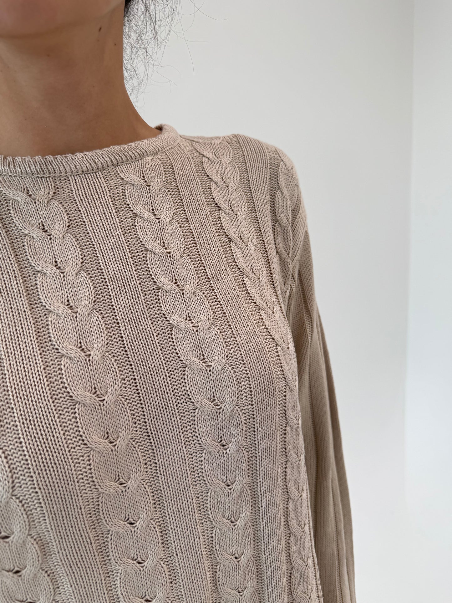Puloveras light nude ultra premium italian cu torsade