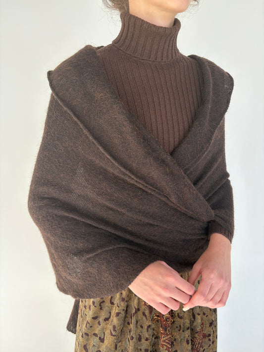 Capa chocolate brown din lana și baby mohair