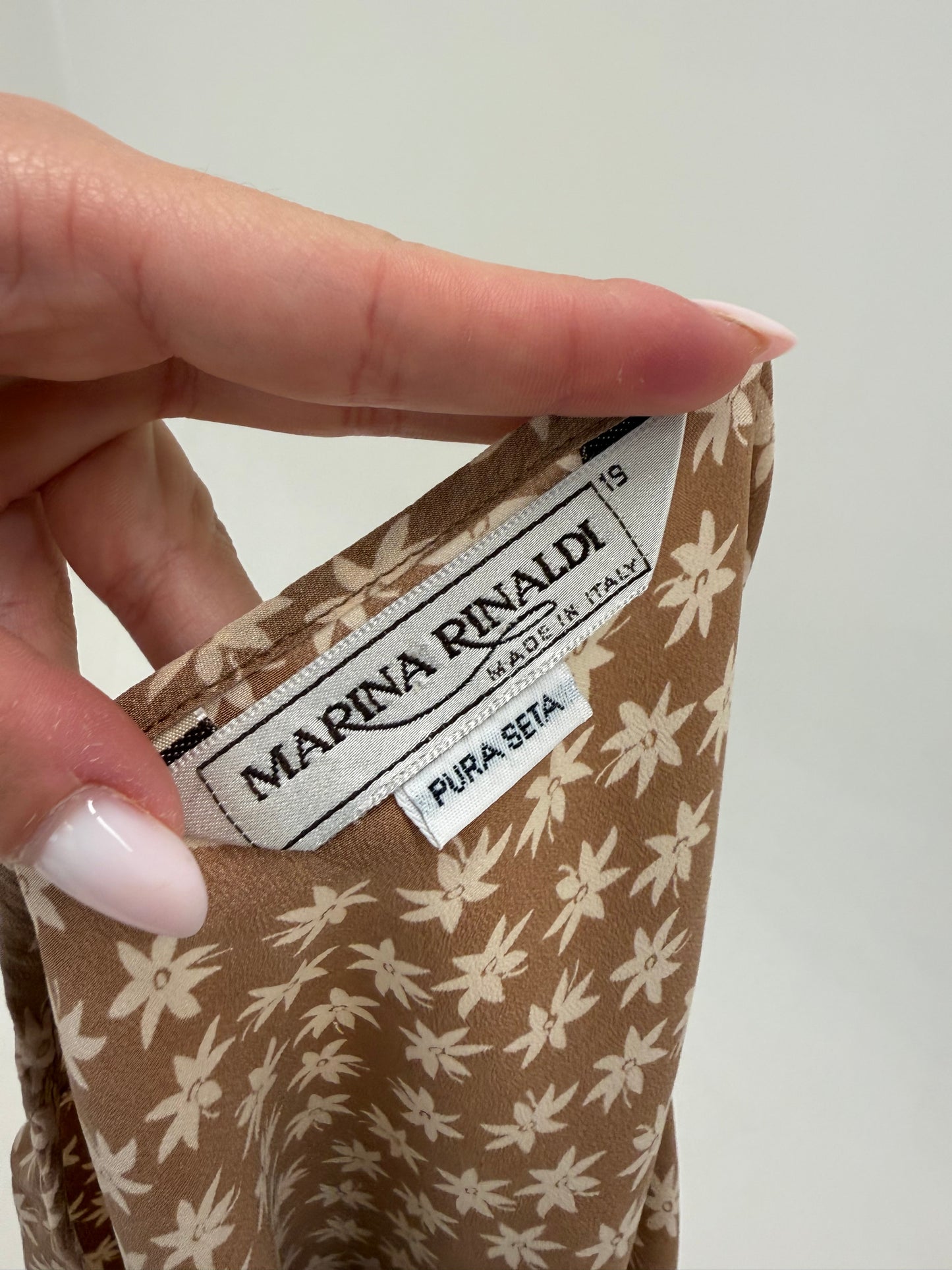Top camel de brand luxury plus size Marina Rinaldi din mătase naturală
