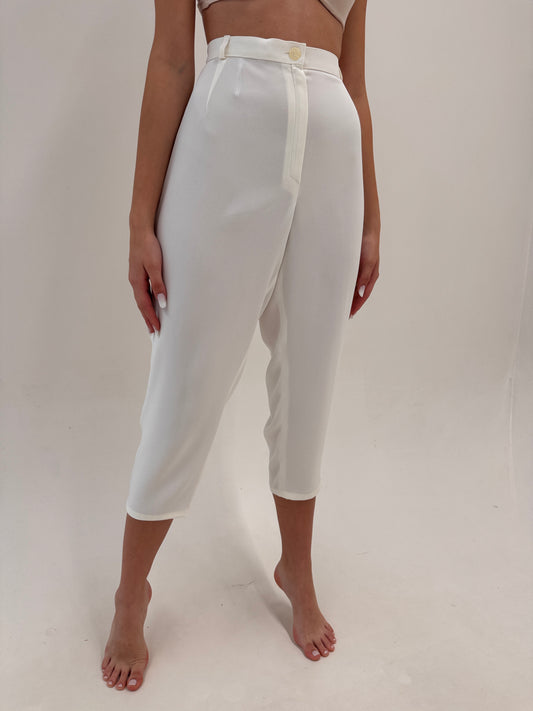 Pantaloni petite țigaretă de la zi la cocktail cu talie ultra înaltă și solduri generoase