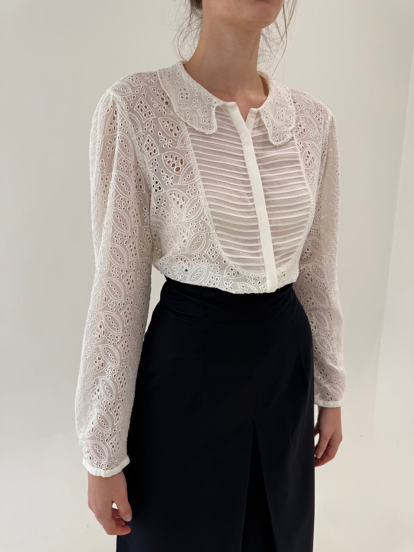 Cămașa vintage excepțională integral broderie anglaise