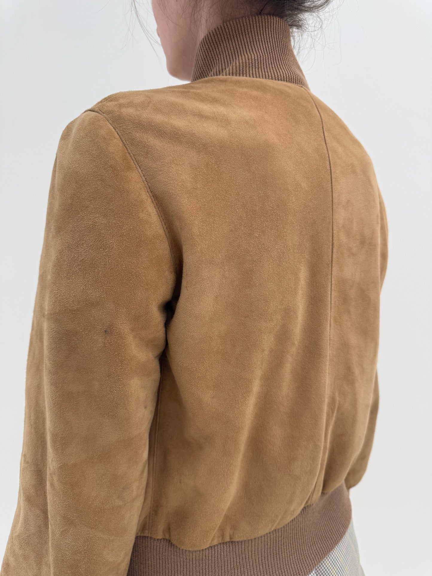 Geacă vintage bomber camel din piele extrem de moale și fină