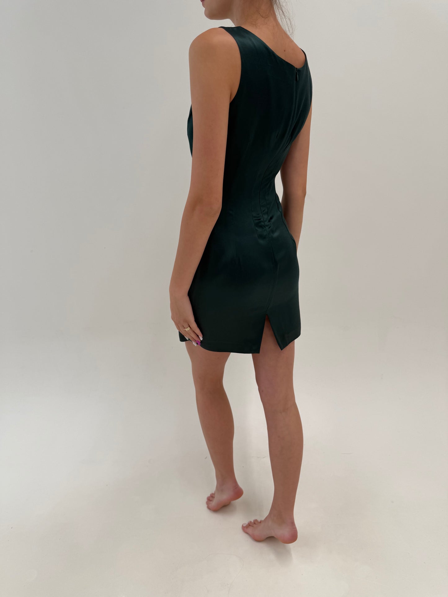 Rochie luxury vintage Laura Biagiotti din mătase naturală plină dark green