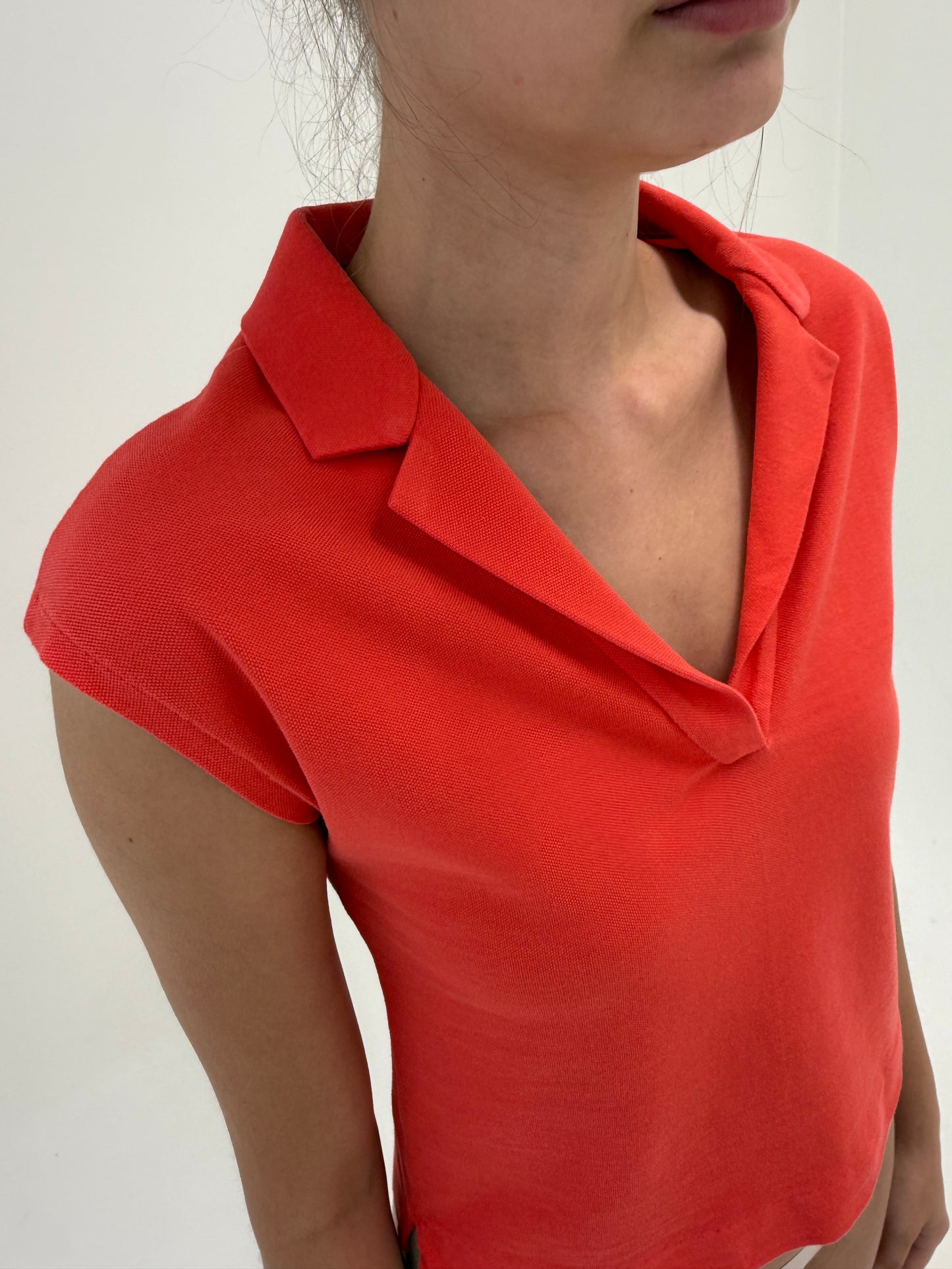 Top vintage Fendi polo coral red din bumbac de gramaj mare ultra confort