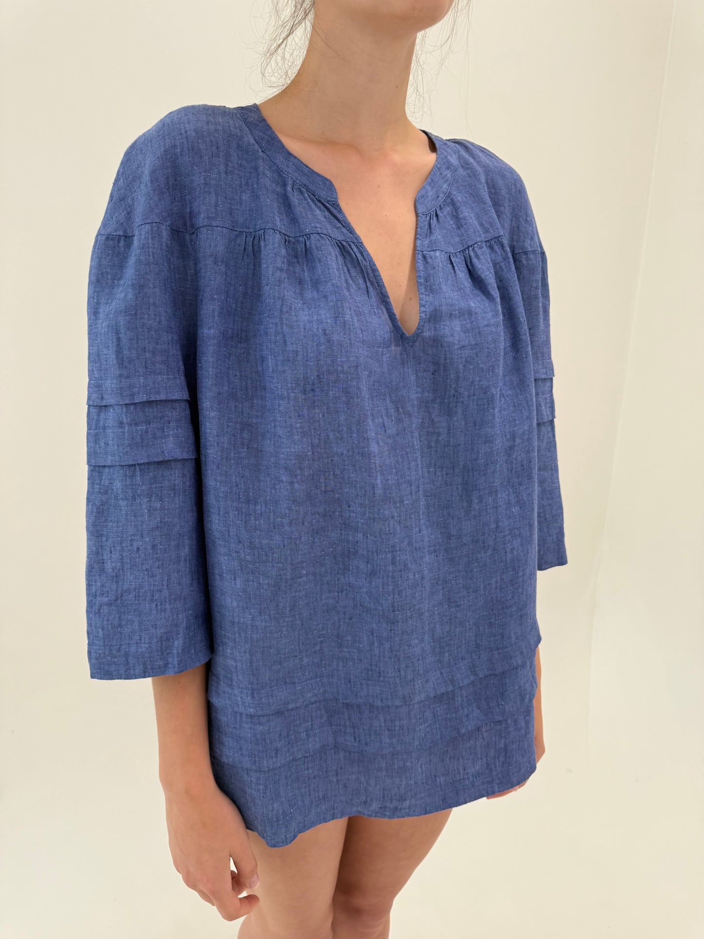 Tunica jeans Blue din in premium în croi lejer