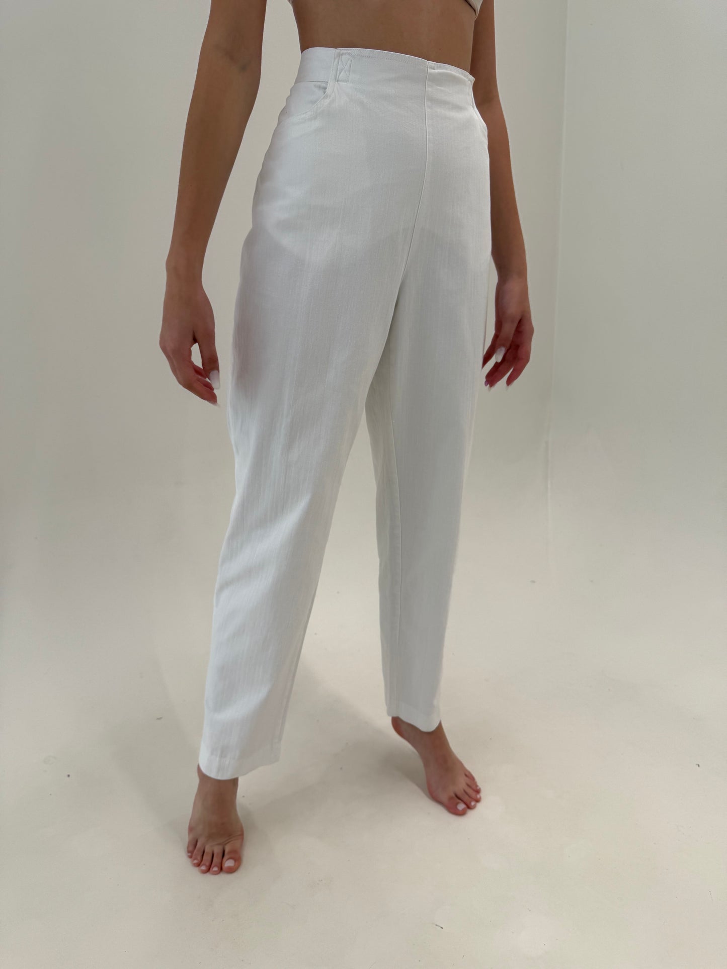 Pantaloni țigaretă tall din bumbac premium ușor structurat și texturat