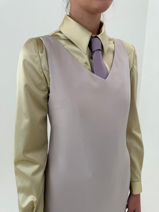 Cămașa de brand luxury italian cambrata muted gold din twill gros satinat