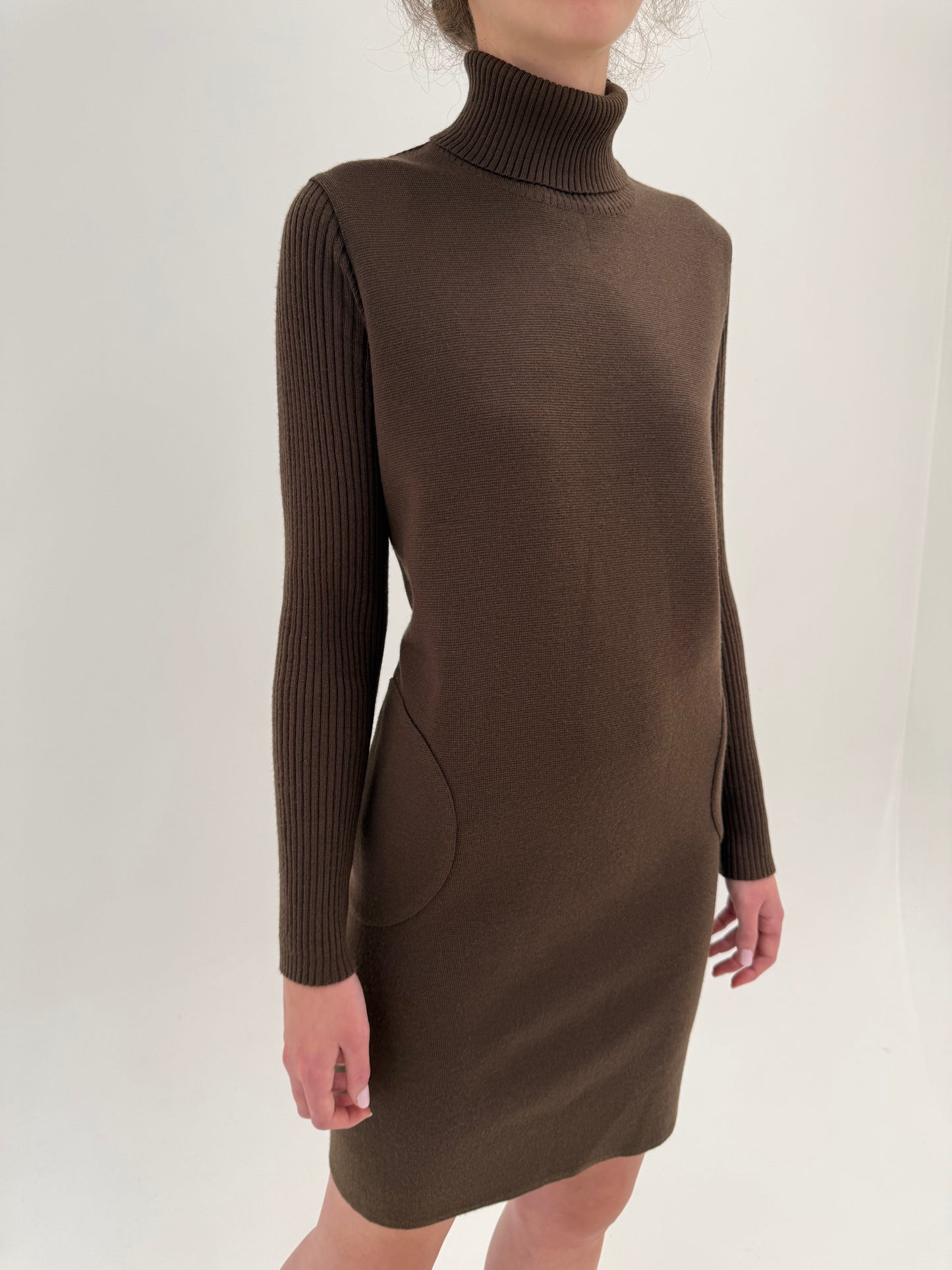 Rochie chocolate brown tip Maleta din lana merino extrafina de gramaj mare