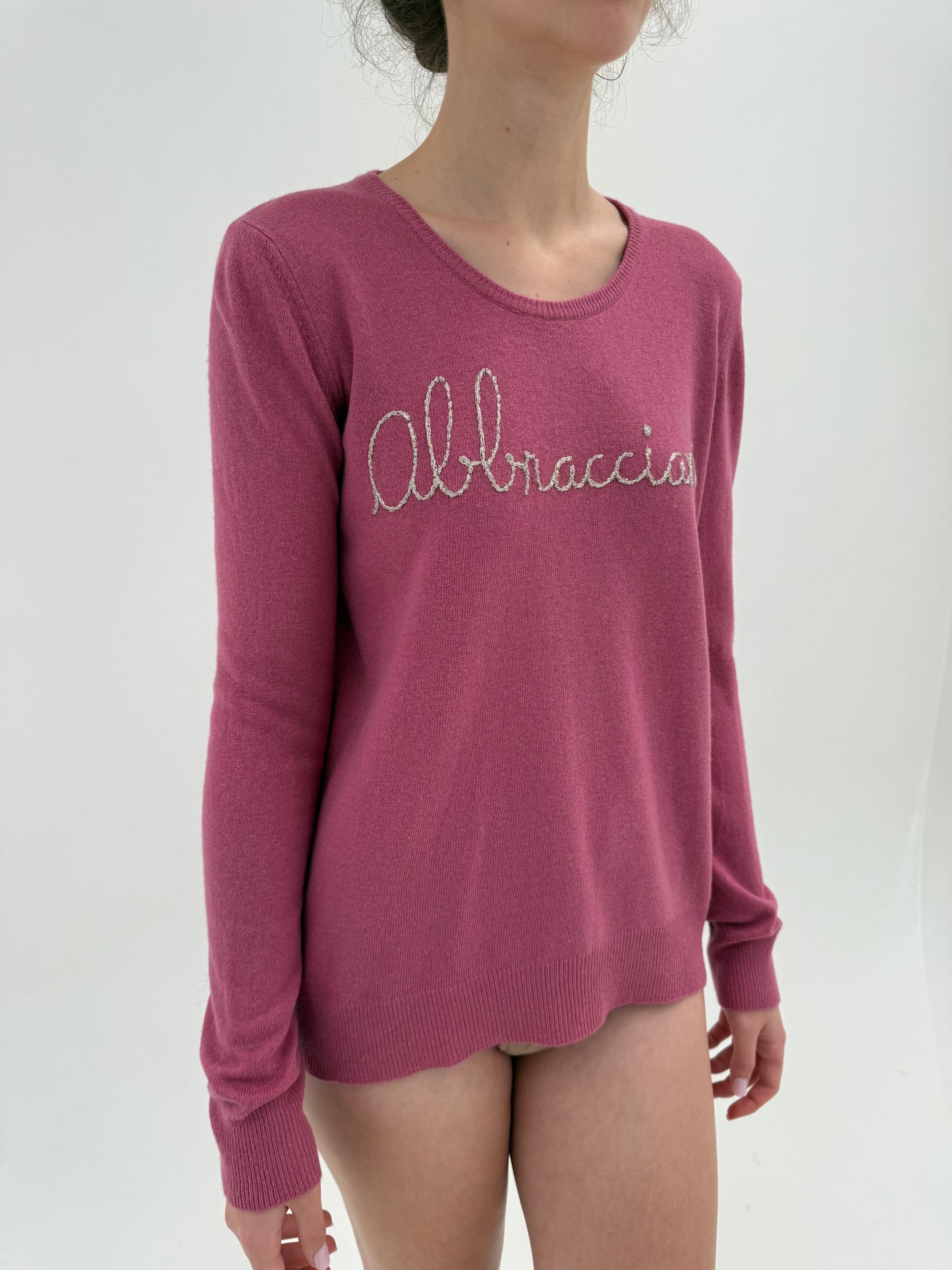 Pulover italian dusty pink din lana merino extrafina