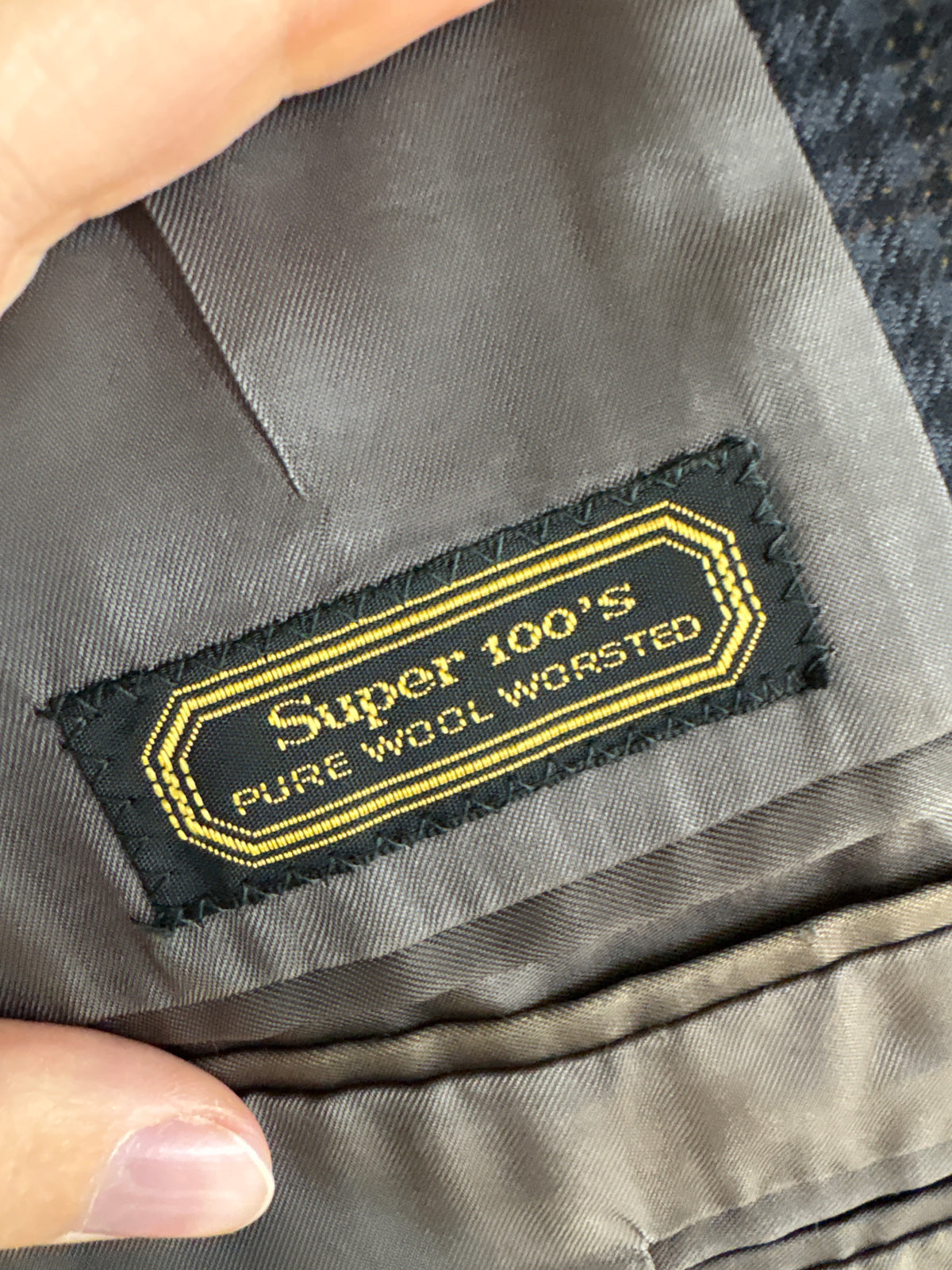 Sacou Burberry jeans blue în carouri fine din lana extrafina super 100’s