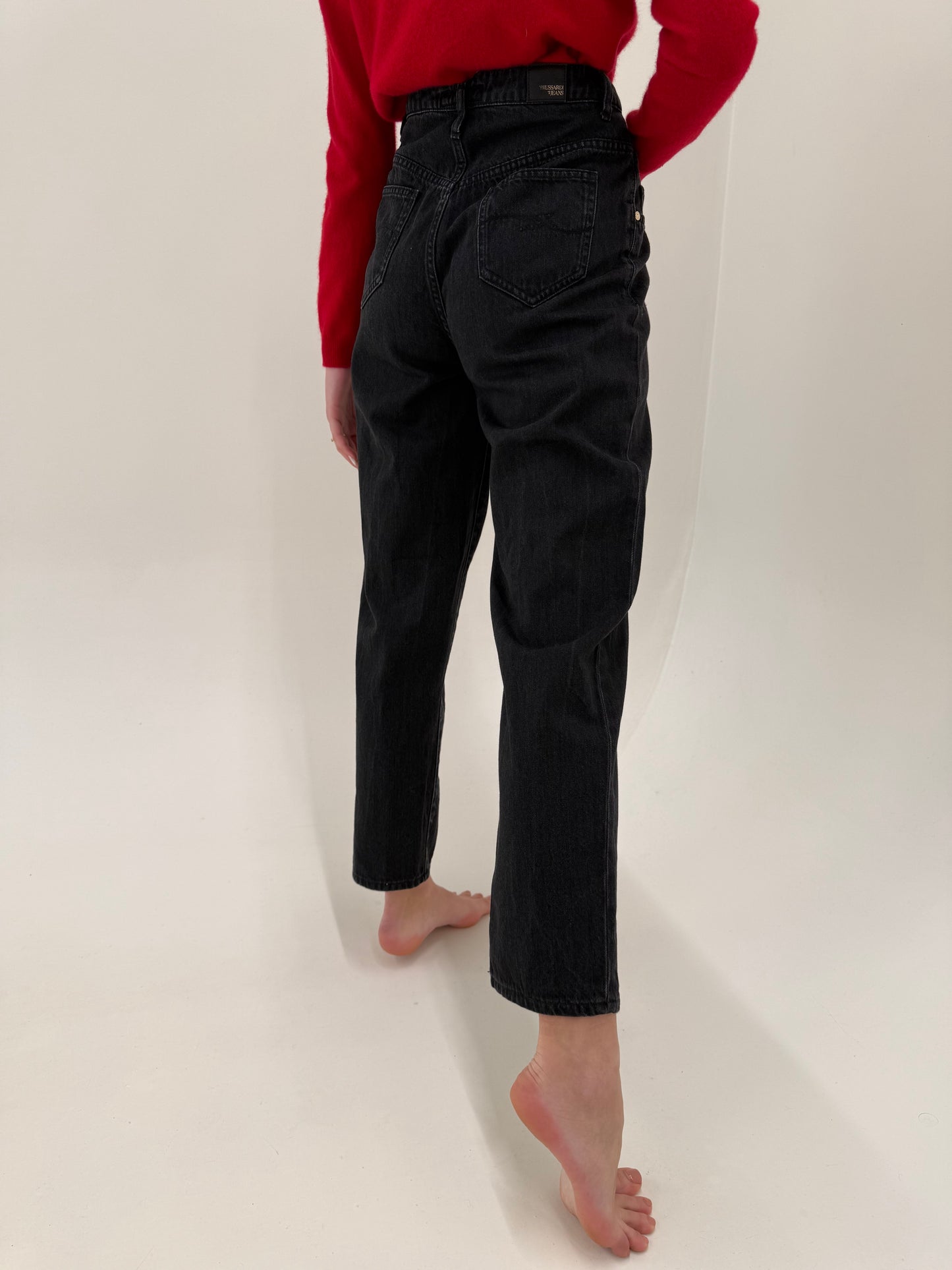Jeans luxury Trussardi cu talie înaltă extrem de înaltă mom fit