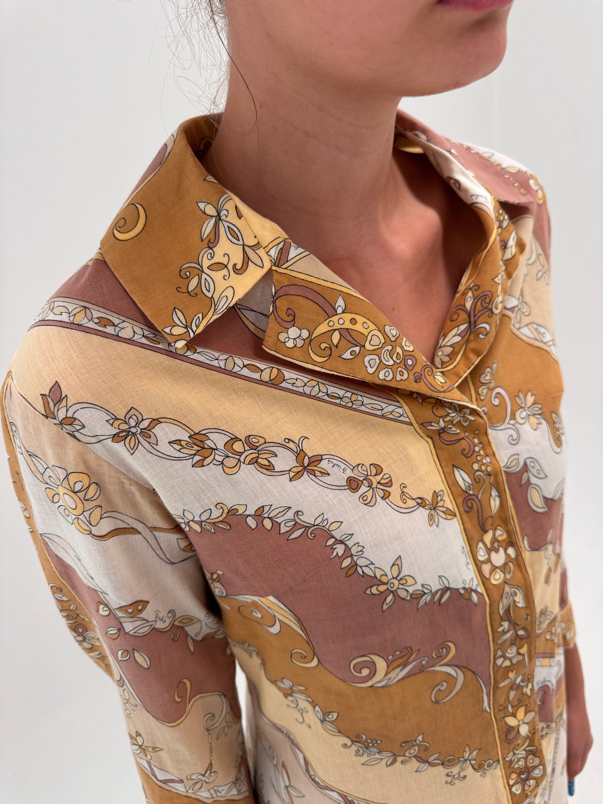 Rochie Emilio Pucci old vintage sfârșit de ani 60 de colecție din cotton lawn