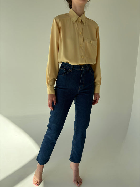 Jeans vintage dark wash ultra confort modelatori cu talie înaltă