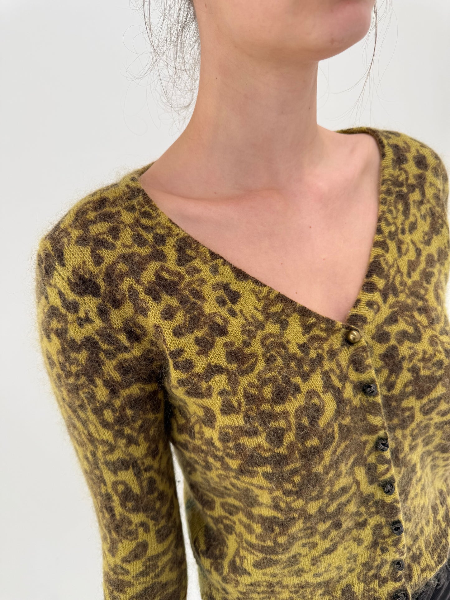 Cardigan Max Mara animal print stilizat în croi ușor cropped