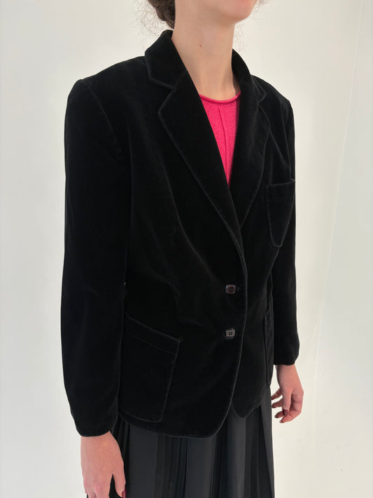 Sacou premium petite negru din catifea plină excepțională de bumbac